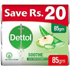 Dettol Soothe Antibacterial Bar Soap 85 gr (Pack of 3)