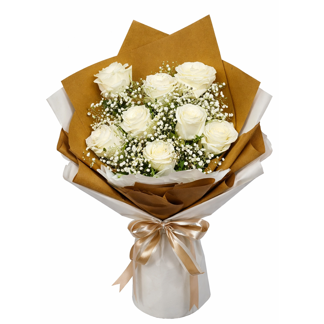 Elegant White Roses Bouquet