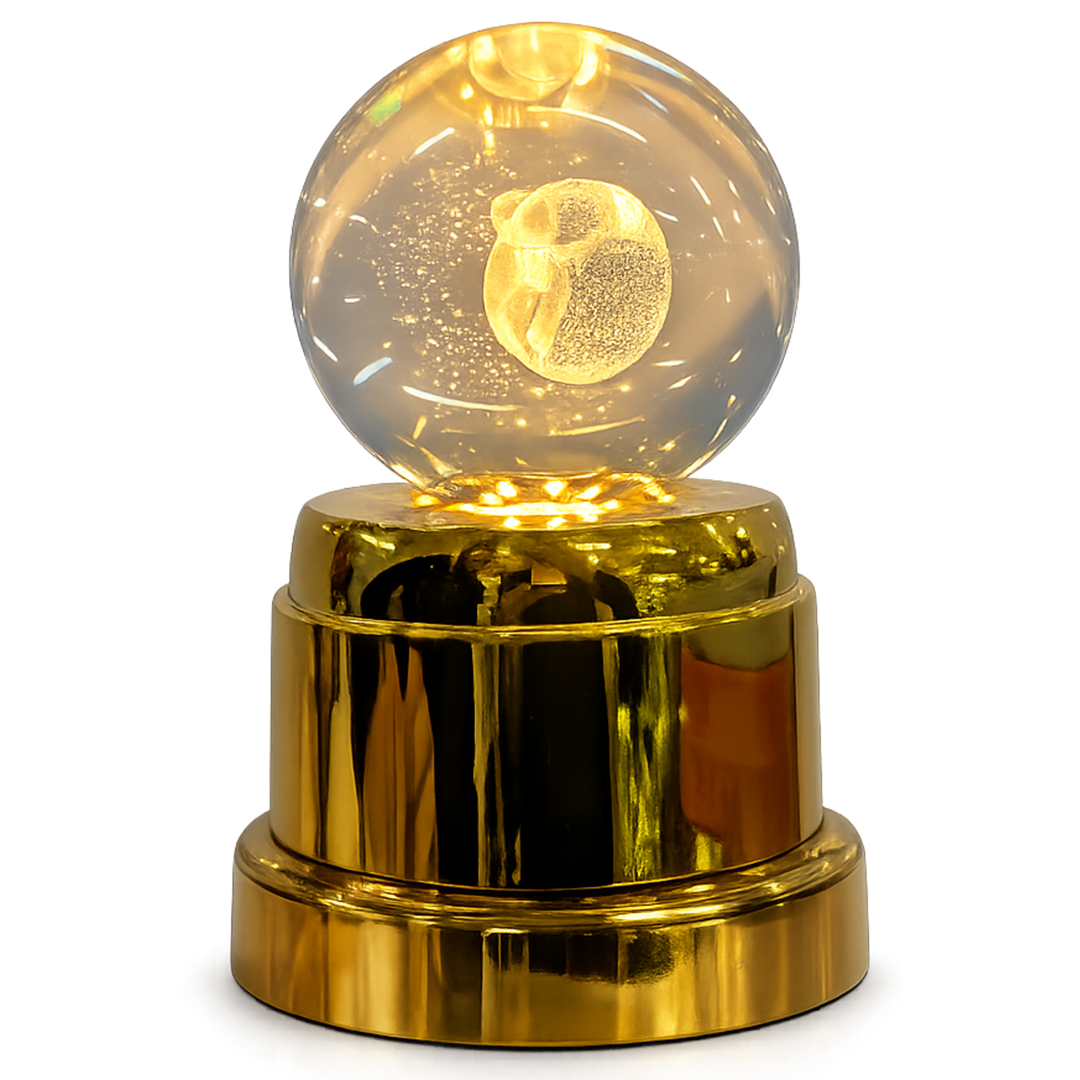 3D Crystal Ball Night Light with Gold Base Luxury Galaxy LED Desk Lamp