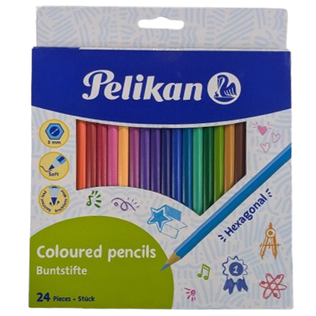 Pelikan 24-Piece Premium Hexagonal Coloured Pencils