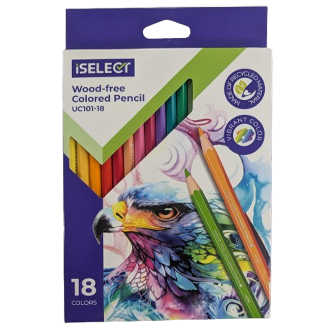 iSelect 18-Color Wood-Free Eco-Friendly Colored Pencils