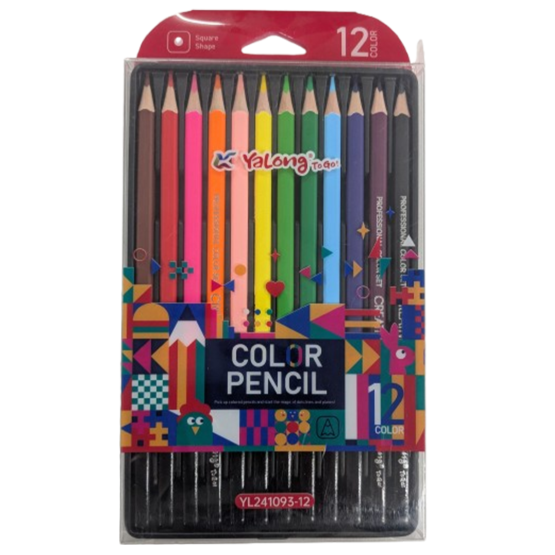 Yalong To Go! 12-Color Square Shape Color Pencil Set