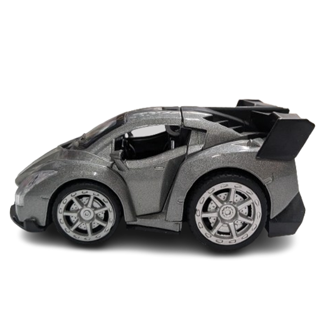Mini Die-Cast Sports Car Toy with Spoiler Metallic Grey