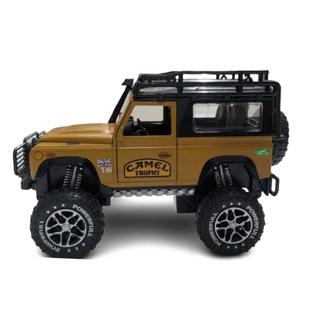 Die-Cast Camel Trophy Off-Road Toy Truck with Roof Rack Yellow