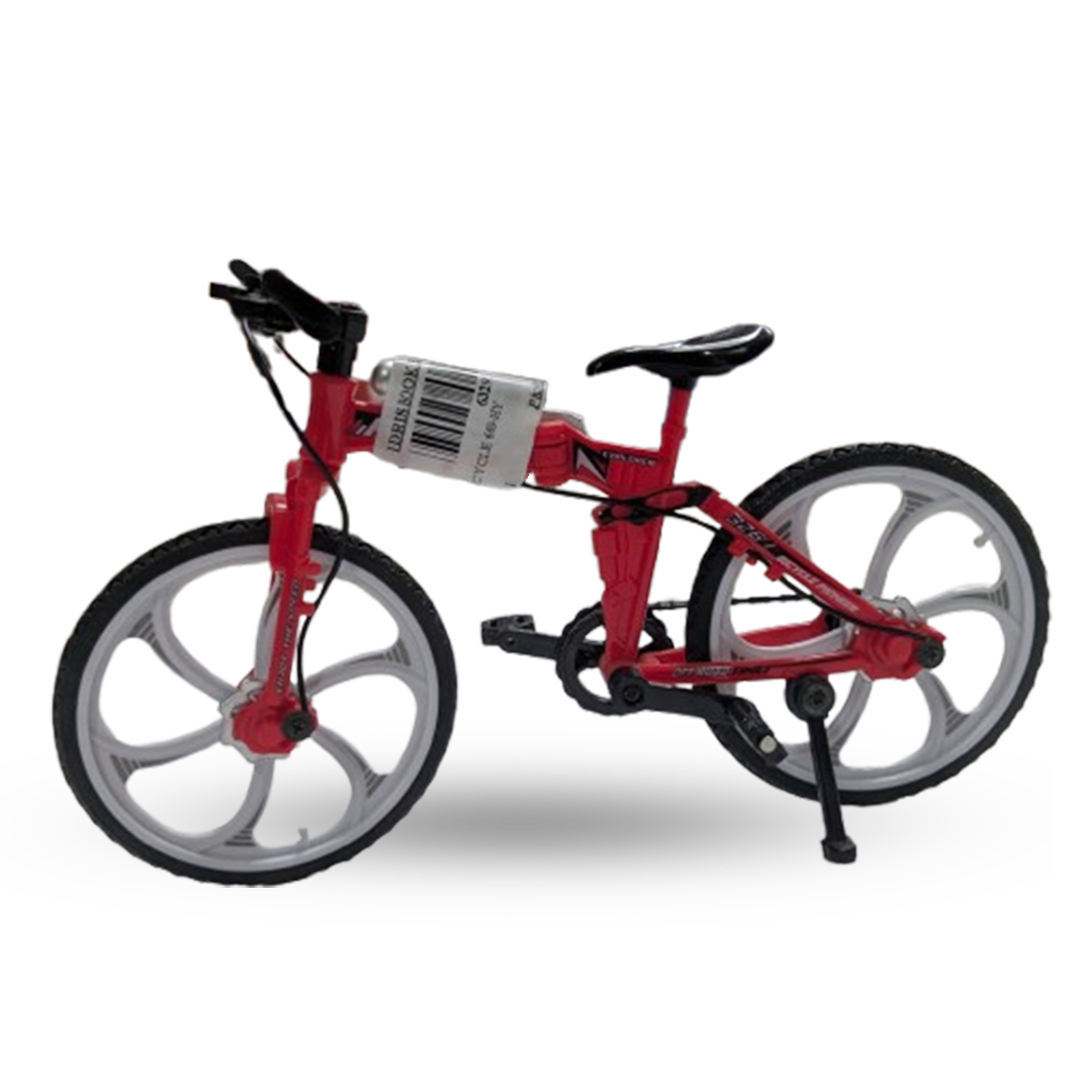 Miniature Die-Cast Mountain Bicycle Toy with Kickstand Red & White