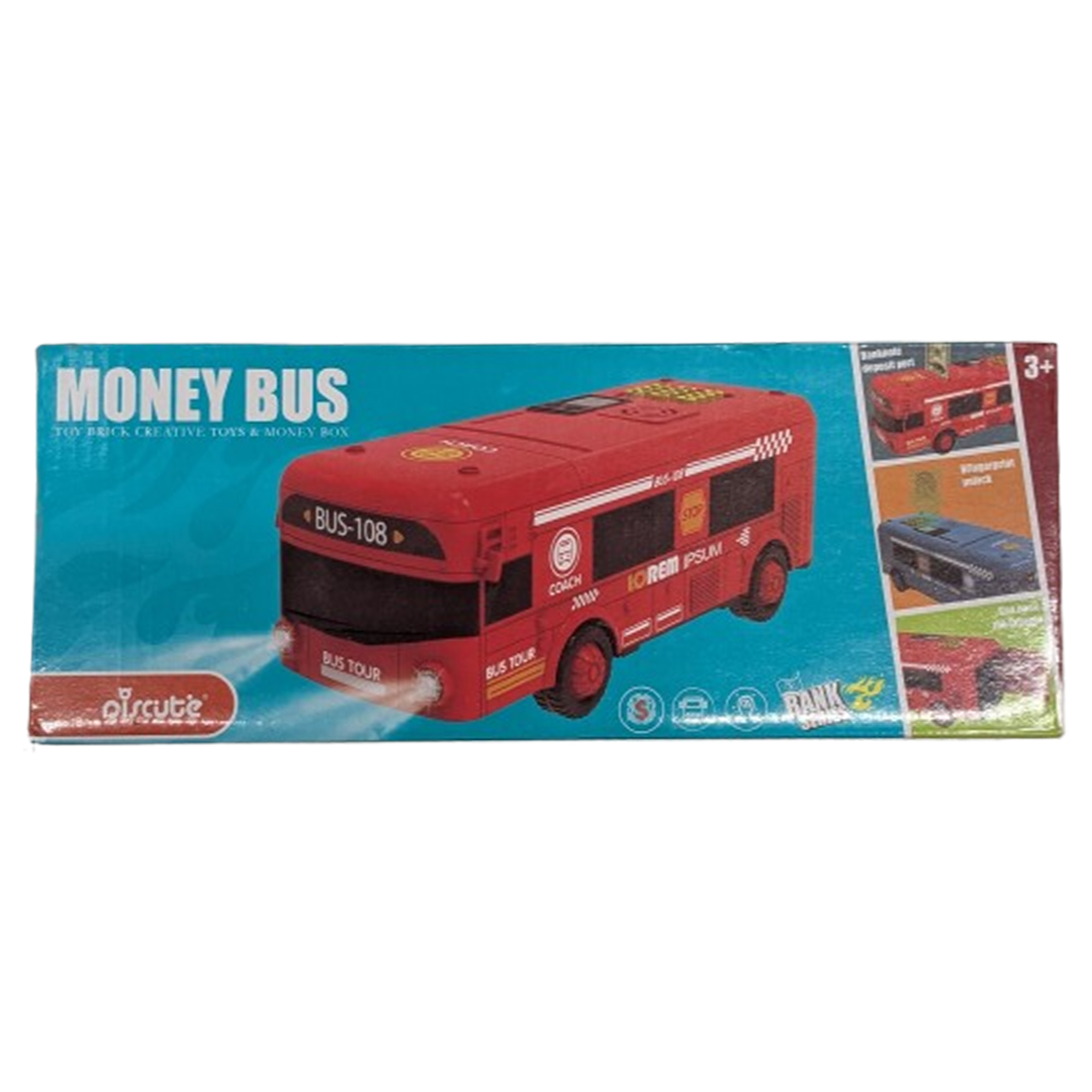 Qiscute Kids Electronic Money Bus Saving Bank & Toy Box Red