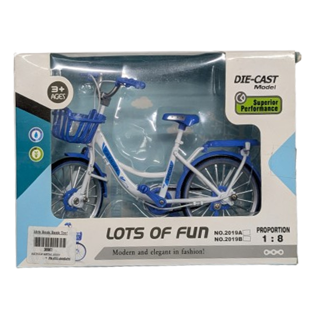 Lots Of Fun 1:8 Scale Die-Cast Classic Toy Bicycle with Front Basket