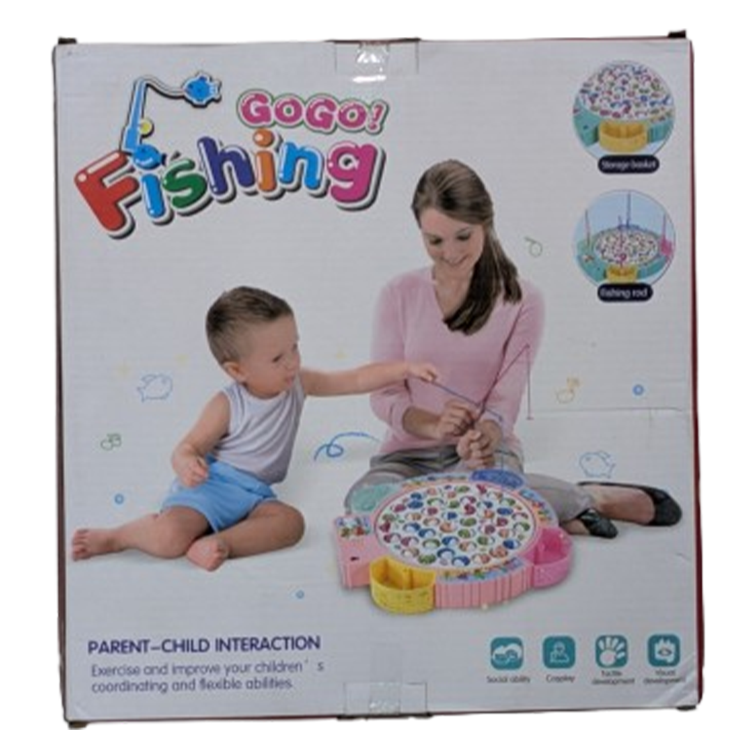 GoGo! Fishing Parent Child Interaction Rotating Board Game with Storage Baskets