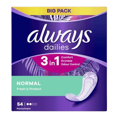 Always Dailies 54 Pantyliners Normal Fresh & Protect 3in1
