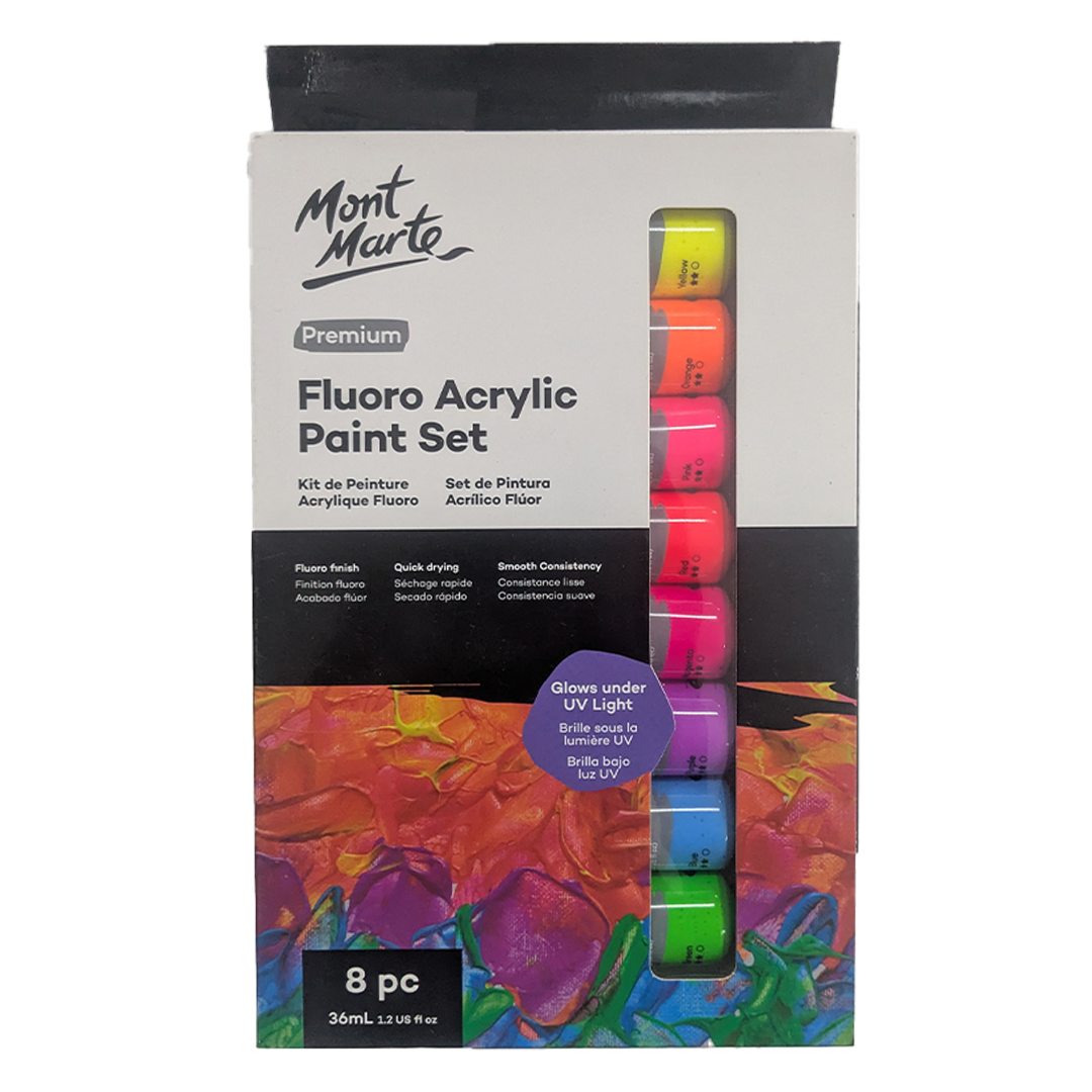 Mont Marte Premium Fluoro Acrylic Paint Set 8Pcs
