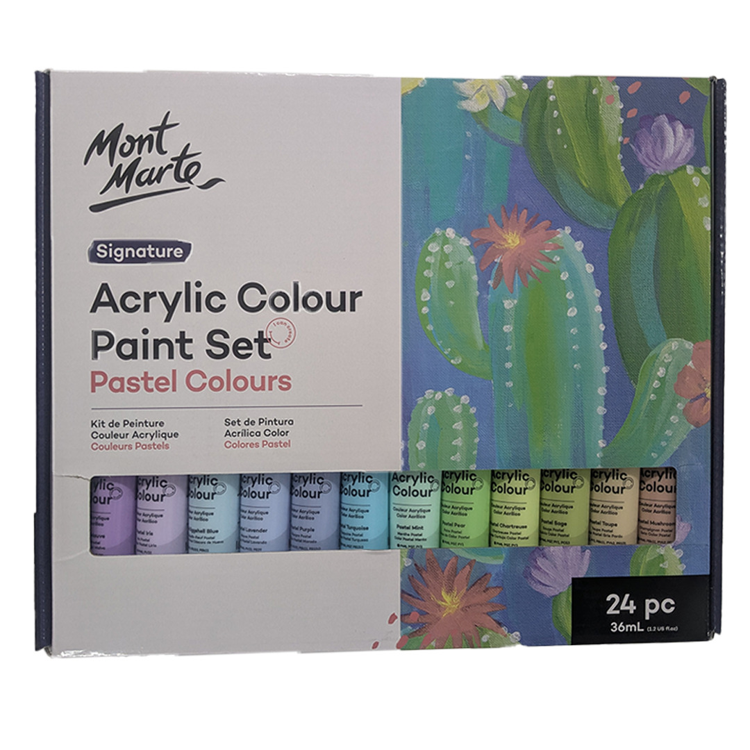 Mont Marte Signature Acrylic Colour Pastel Paint Set (24 Pieces x 36ml)