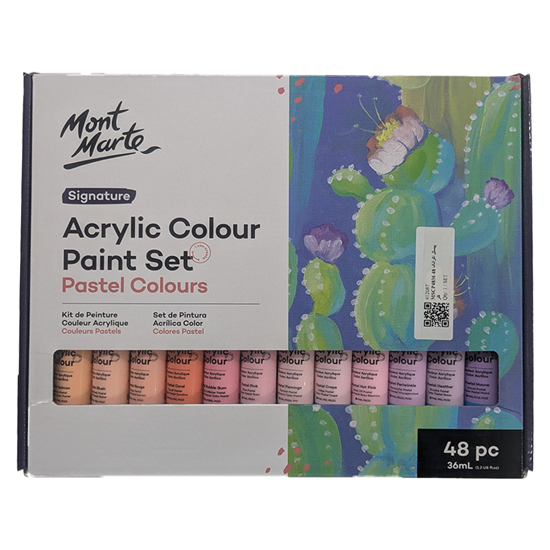 Mont Marte Signature Acrylic Colour Pastel Paint Set (48 Pieces x 36ml)
