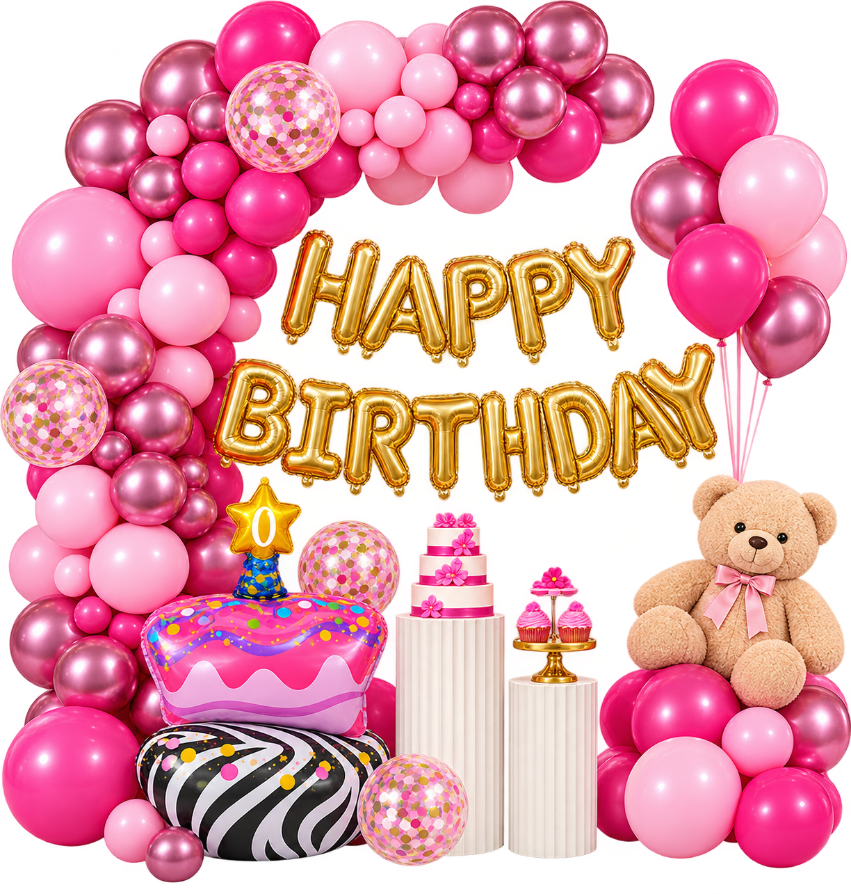 DiMi Deluxe Happy Birthday Balloon Garland Arch Kit 80Pcs