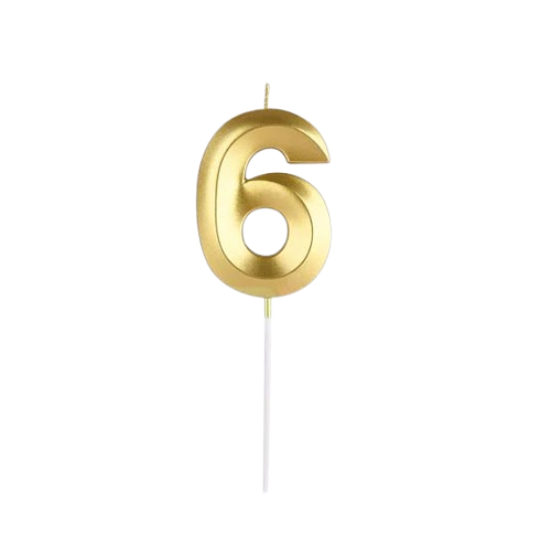 Metallic gold number 6