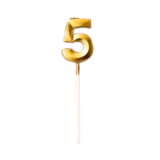 Metallic Gold Number 5 Birthday Cake Candle