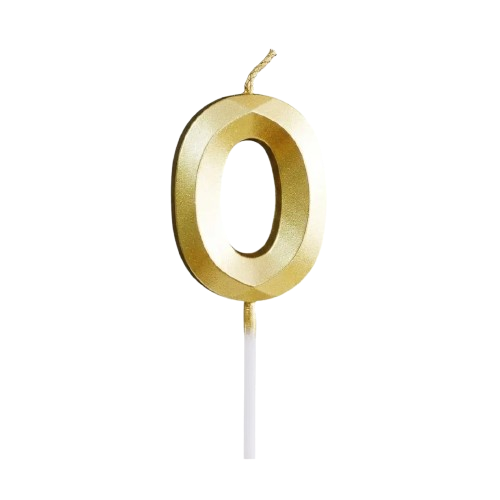Metallic Gold Mumber 0 Birthday Cake Candle