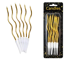 Premium Wavy Metallic Gold Glitter Birthday Cake Candles