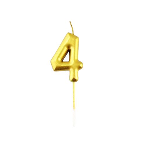 Metallic Gold Number 4 Birthday Cake Candle