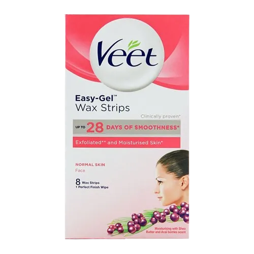 Veet Easy-Gel Face Wax Strips, For Normal Skin, 8-Pack