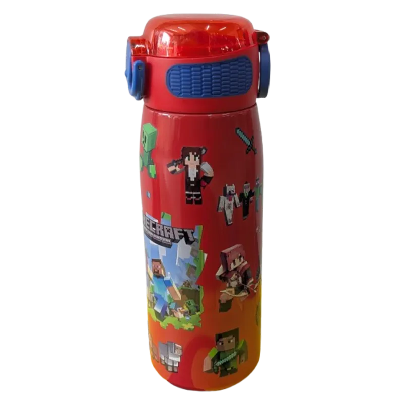 Minecraft themed kids water bottle