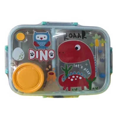 Dino Let’s Play 3-Compartment Stainless Steel Bento Lunch Box