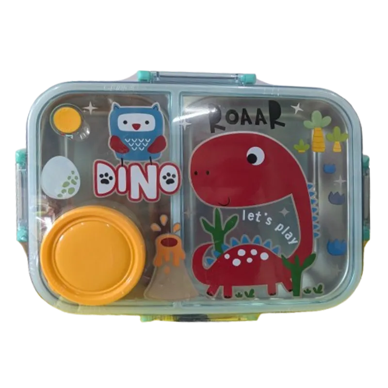 Dino Let’s Play 3-Compartment Stainless Steel Bento Lunch Box