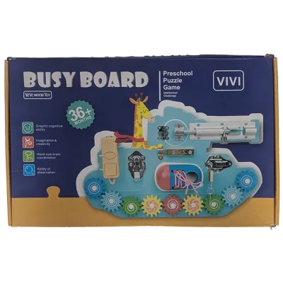 Wooden Busy Board for Toddlers: Montessori Sensory Tank Puzzle