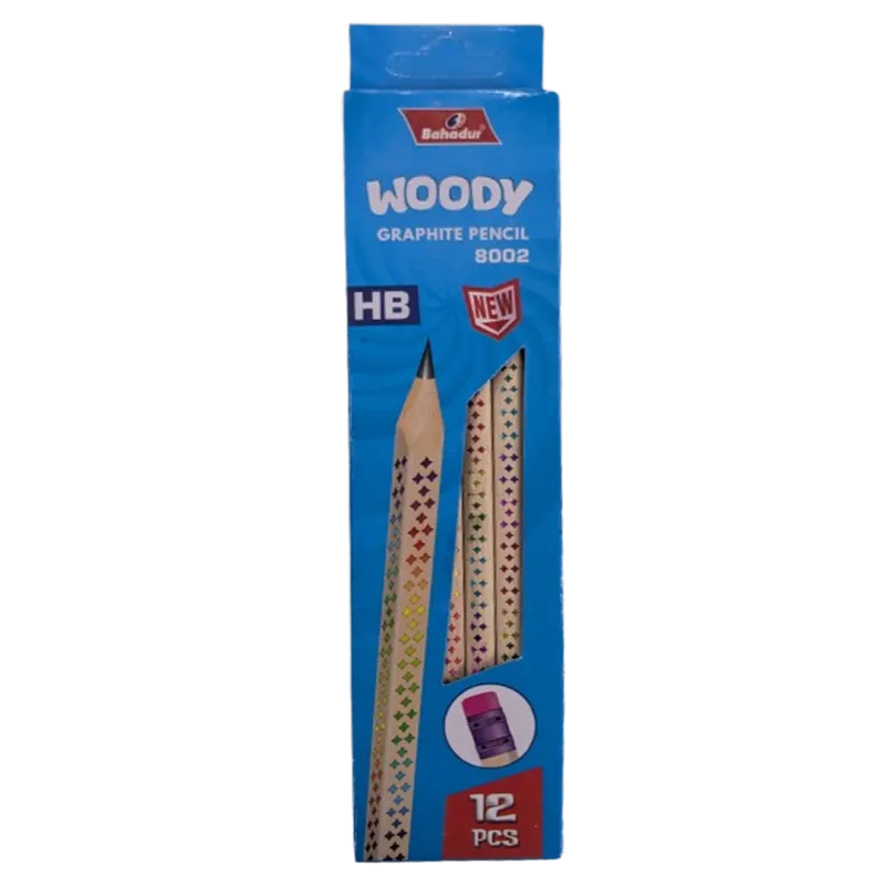Bahadur Woody 8002 HB Graphite Pencil Set 12 Pieces