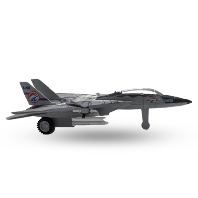 Die-Cast Military Fighter Jet Toy Airplane with Wheels Grey