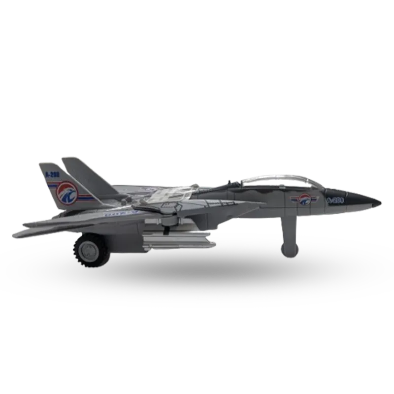 Die-Cast Military Fighter Jet Toy Airplane with Wheels Grey