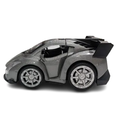 Mini Die-Cast Sports Car Toy with Spoiler Metallic Grey