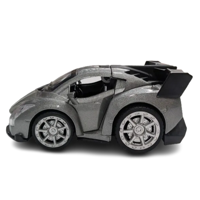 Mini Die-Cast Sports Car Toy with Spoiler Metallic Grey