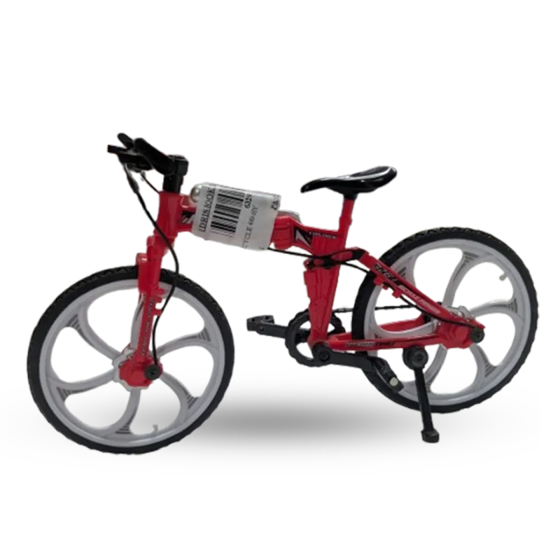Miniature Die-Cast Mountain Bicycle Toy with Kickstand Red & White