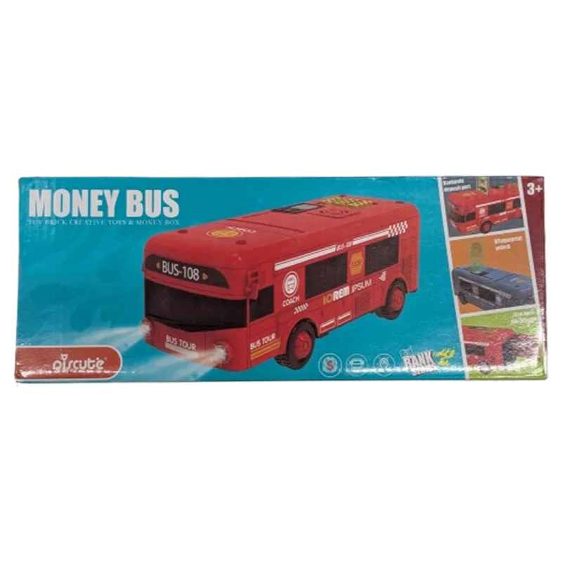 Qiscute Kids Electronic Money Bus Saving Bank & Toy Box Red