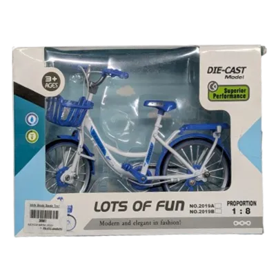 Lots Of Fun 1:8 Scale Die-Cast Classic Toy Bicycle with Front Basket