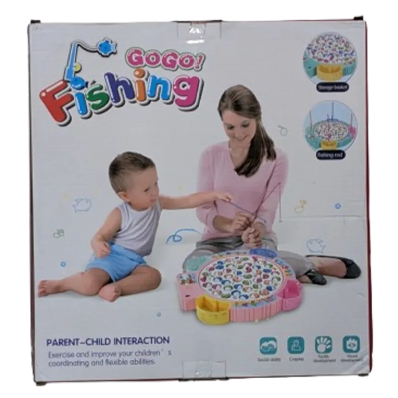 GoGo! Fishing Parent Child Interaction Rotating Board Game with Storage Baskets