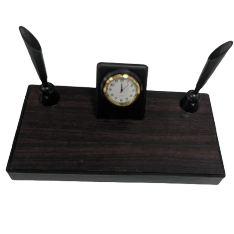 Executive Dual Pen Holder with Clock Stand