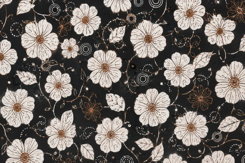 Premium Black Floral Gift Wrapping Paper