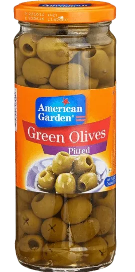 American Garden Green Pitted Olives 450G